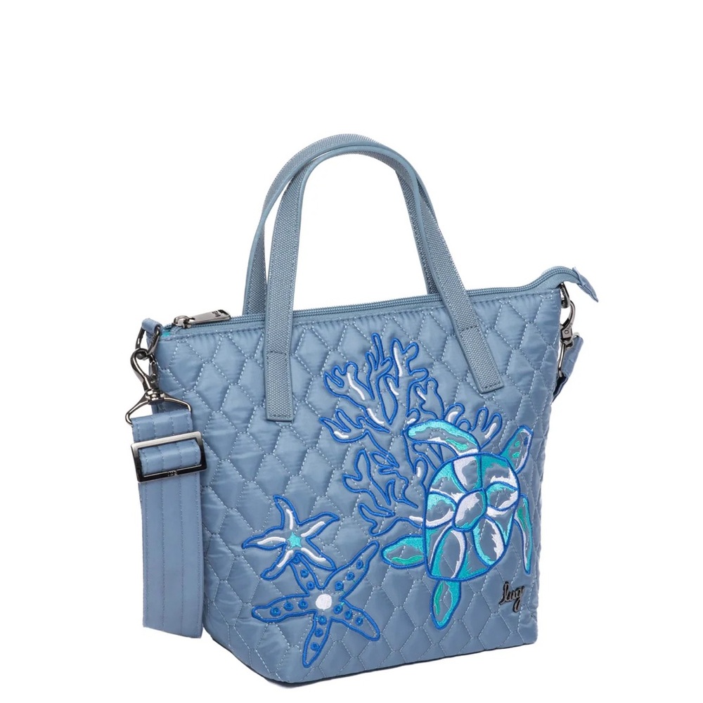 Lug Sprinkler Crossbody Bag Metallic Silver Patriotic Embroidery NWT - Picture 8 of 16
